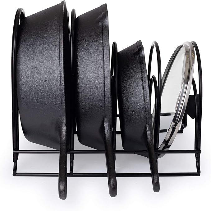 Cuisinel Heavy Duty Pots and Pans Organizer Rack - 12.2"-Inch Tall - 5 Tier Rack - Holds 50 LB - Cast Iron Skillets, Griddles, Shallow Cookware - Space Saving Kitchen Storage - No Assembly Required-NeatNest