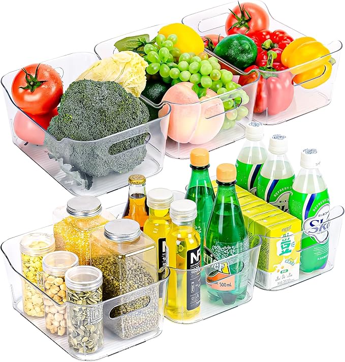 Clear Plastic Storage Bins, Set of 12, Multi-Use Organization and Storage Containers for Pantry, Cabinet, Refrigerator, Freezer, Bathroom, Organizer Bins for Home & Kitchen-NeatNest