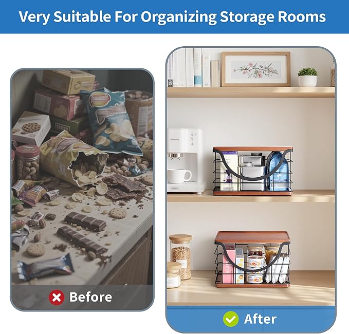 Extra Large Trash Bag Holder Stackable Kitchen Storage, 2 Pack Wall Mounted Pantry Organizers and Storage with Bamboo Top, Garbage Bag Dispenser Under Sink for Laundry Room and Kitchen-NeatNest