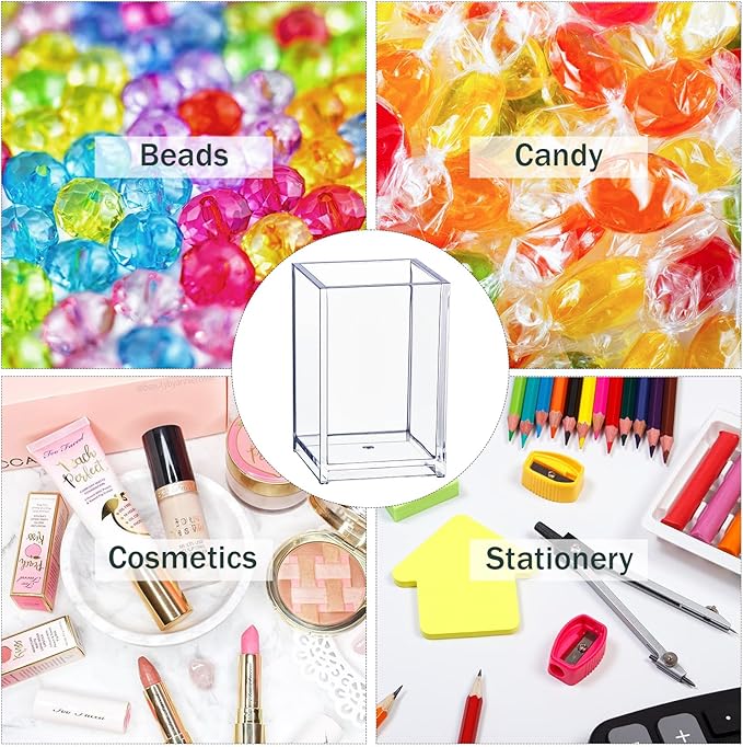 dedoot Acrylic Drawer Organizer, Clear 1 Compartment Makeup Organizer Transparent Plastic Makeup Brush Holder Pen Holder Jewelry Accessories Storage Acrylic Square Cube Box,2.5X2.5X3.8 Inches-NeatNest