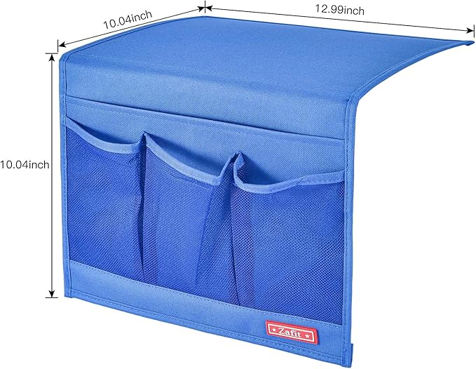 Bedside Storage Organizer - Table Cabinet Organizer Caddy for Remotes, Phone, Glasses (Classic 4 Pockets - Blue)-NeatNest