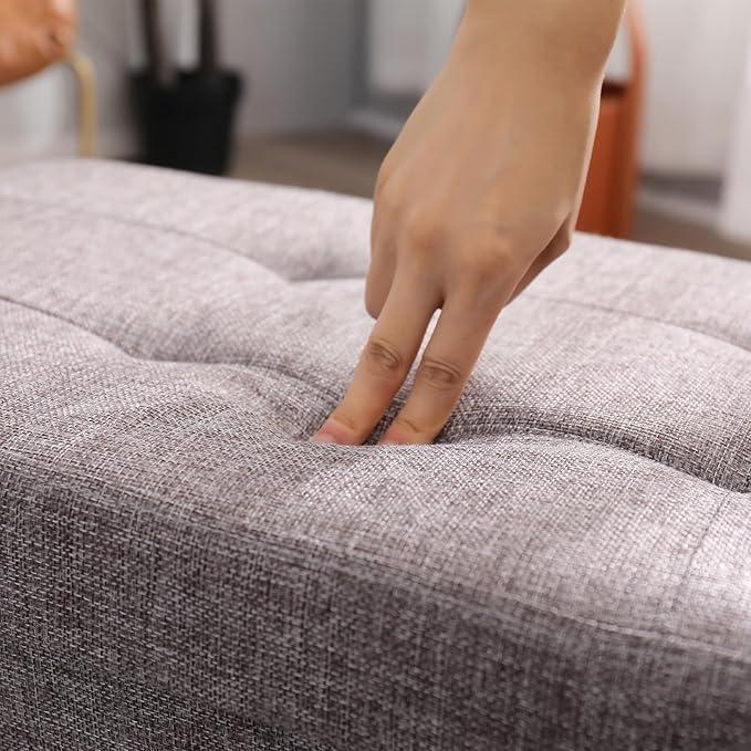 CUYOCA 45.3 Inches Storage Ottoman Bench Foldable Seat Footrest Shoe Bench End of Bed Storage with Flipping Lid, 166L Storage Space, Linen Fabric Brown-NeatNest