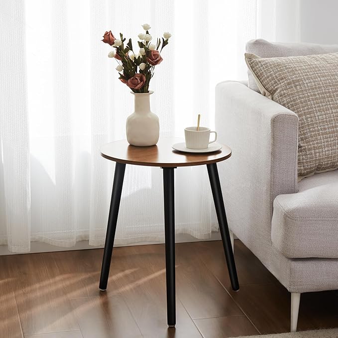 Apicizon Small Round Side Table, Nightstand End Table for Small Spaces, Bedroom, Living Room, Easy Assembly Modern Bedside Table, 16.5 x 20 Inches, Oak-NeatNest