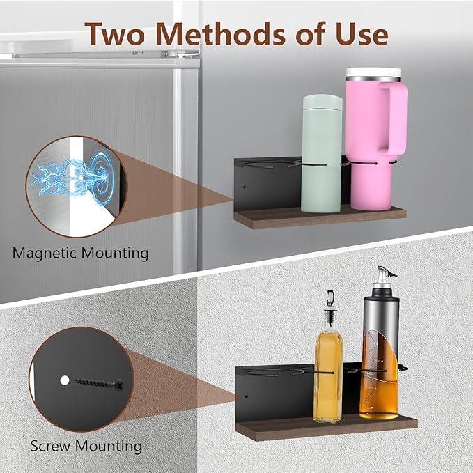 2pcs Magnetic Cup Holder for Fridge, Stanley Cup Organizer for 30oz&40oz, Magnetic Tumbler 0rganizer for Refrigerator, Stanley Cup Accessories for Kitchen Water Bottle Storage Rack-NeatNest