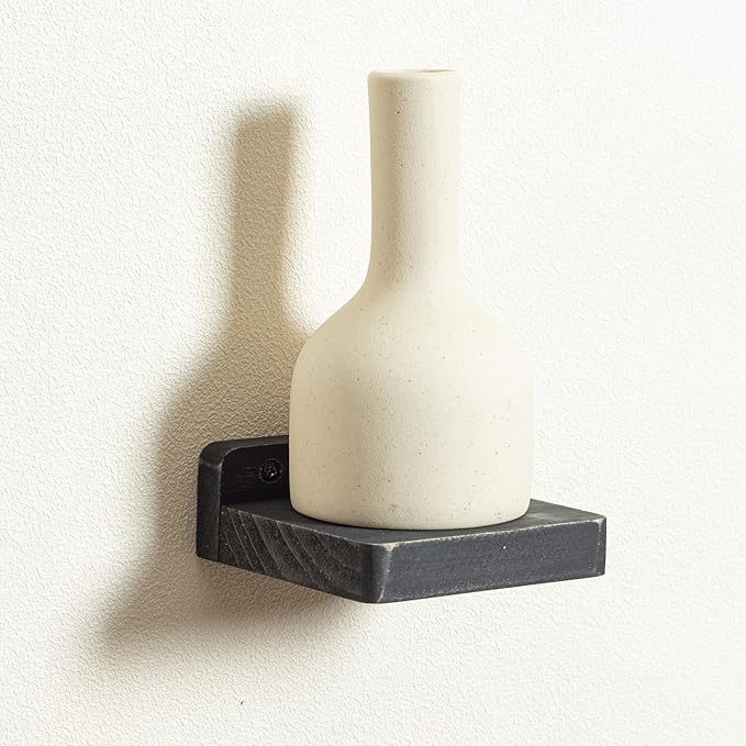 Freezing point Small Floating Shelf for Wall Set of 4 Natural Wood 4Inch Mini Wall Shelves Decor Plant Display Collectibles Mounted Kitchen Bathroom Bedroom Corner Decorative Storage Tiny Stand Black-NeatNest