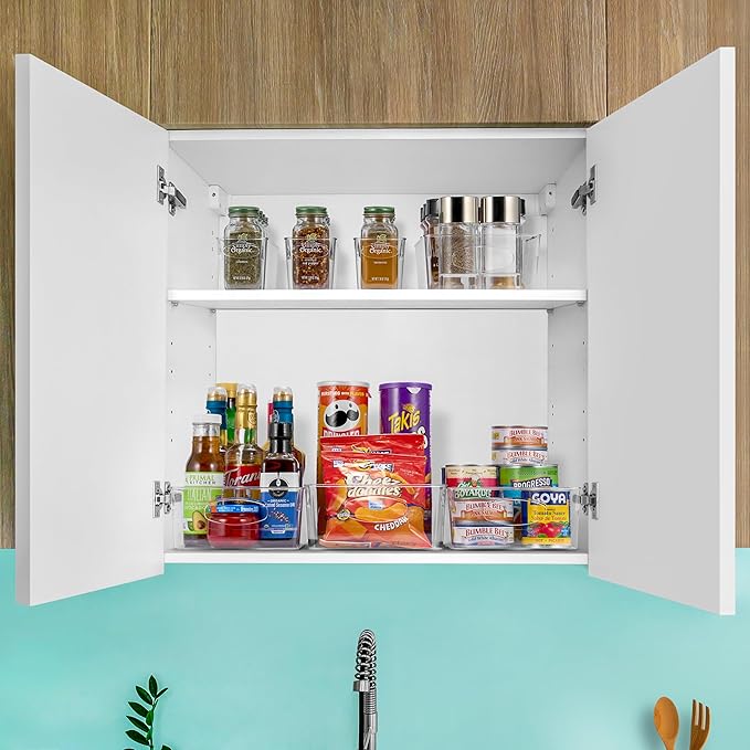 Sorbus 10-Pack XL Clear Plastic Organizing Bins – Clear Bins for Organizing, Refrigerator Organizers, Fridge Organizer, Pantry Storage, Kitchen Organizer, and Pantry Organizers and Storage Bins