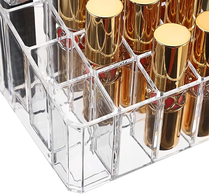 ELLDOO Rollerball Perfume Organizer, 36 Spaces Clear Acrylic Perfume Storage Holder Beauty Scent Holder, Makeup Lipgloss Lipstick Display Case-NeatNest