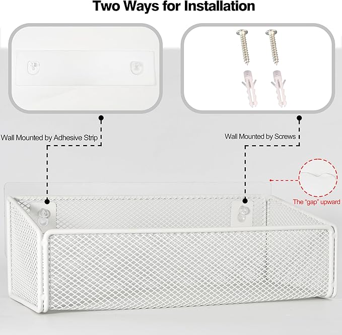 Bathroom Shelf Over Toilet Storage Basket,Toilet Beside Floating Shelf Mesh Metal Wall Mounted Shelves for Home Organization & Decor Essentials,Kitchen/Living Room Shelves (White)-NeatNest