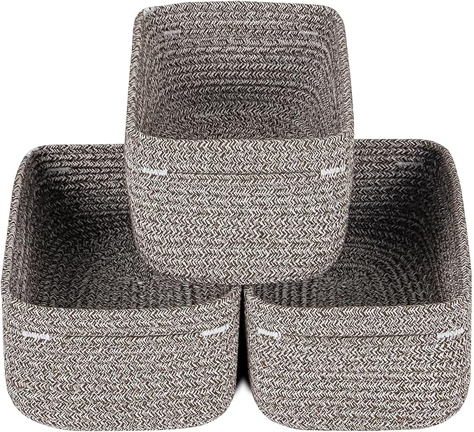 CubesLand Woven Basket for Organizing/Storage,Cube Shelf Closet Storage Baskets Bins,Long-lasting &Skin-friendly Toy Storage Basket,Stylish Room Decor Basket,Rope Basket,Mixed Brown Basket for Shelves-NeatNest