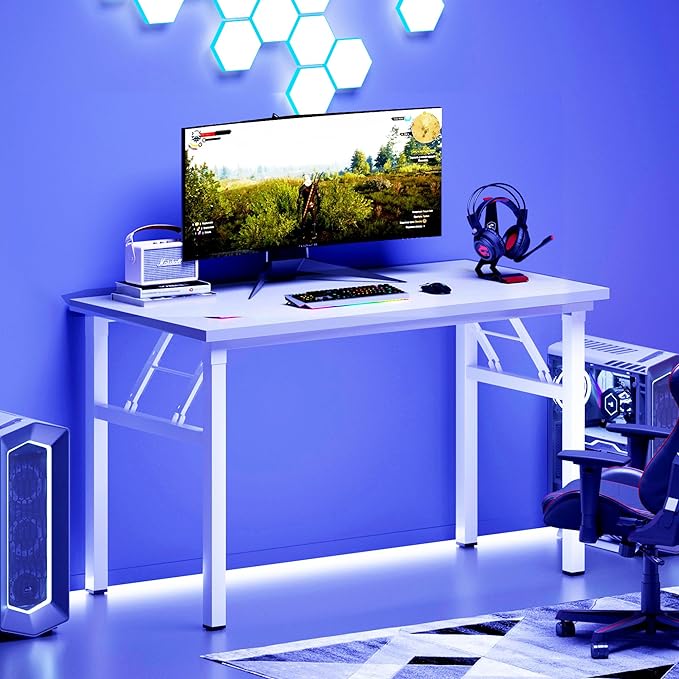 DlandHome 47 inches Folding Table Computer Desk Portable Table Activity Table Conference Table Home Office Desk, Fully Assembled White DND-ND5-120WW-NeatNest