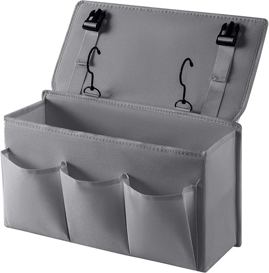 Bedside Caddy Bedside Storage Organizer,Bed Caddy With Thickened Material Suitable for Homes, Dormitories, Hospitals, Cribs, RVs,Great for Magazines,Books,Remote, Phone (Grey)-NeatNest
