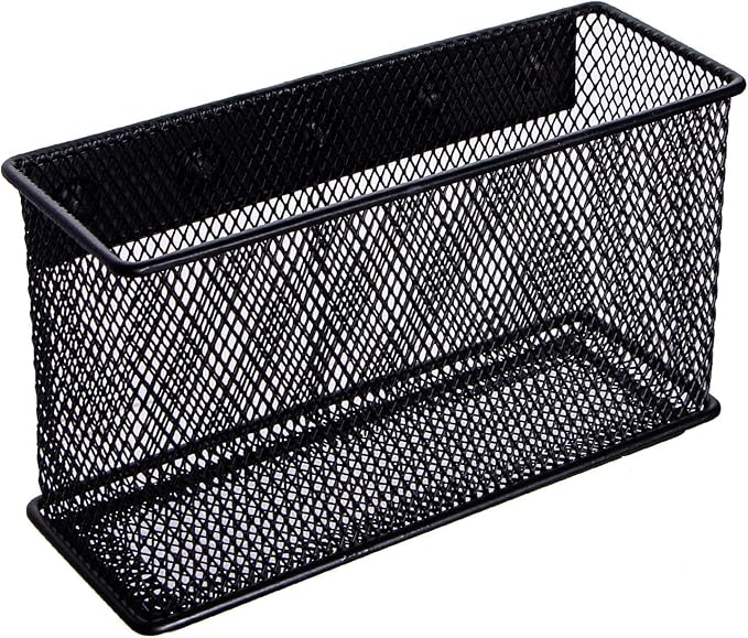 dedoot Magnetic Basket for refrigerator Storage Pencil Holder Basket Mesh Black Strong Magnetic Pen Holder for Refrigerator ,Whiteboard, Locker, Home and Office Organizer, 6.3x2.3x3.6inch,2 Pack-NeatNest
