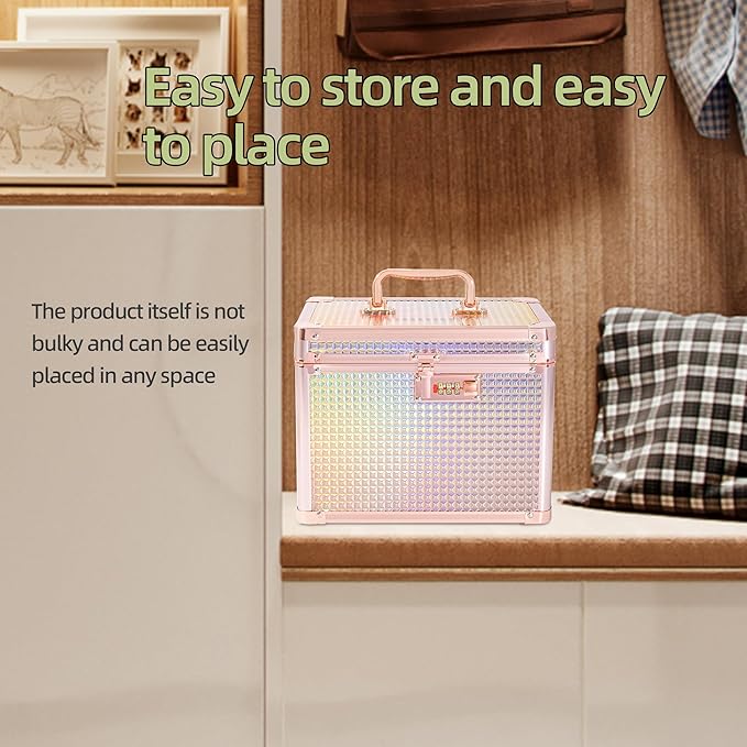 Medication Combination Lock Boxes with Code for Personal Items, Medicine Lockbox for Documents 10 x 7.25 x 7.75 Inches Rose Gold