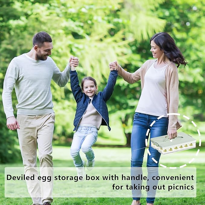 Deviled Egg Containers With Lid, Clear Deviled Egg Platter With Handle For 24 Eggs, Fridge Stackable Storage Deviled Eggs Tray Carrier, Suitable For Camping, Easter, Christmas (White)-NeatNest