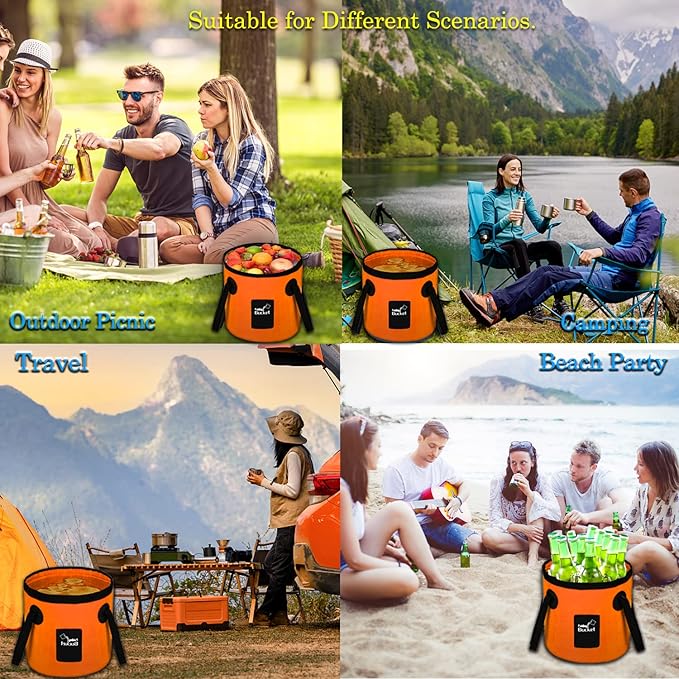 Esthesia Collapsible Bucket, 5 Gallon Portable Folding Water Container for Travelling, Camping, Hiking, Fishing, Gardening-NeatNest