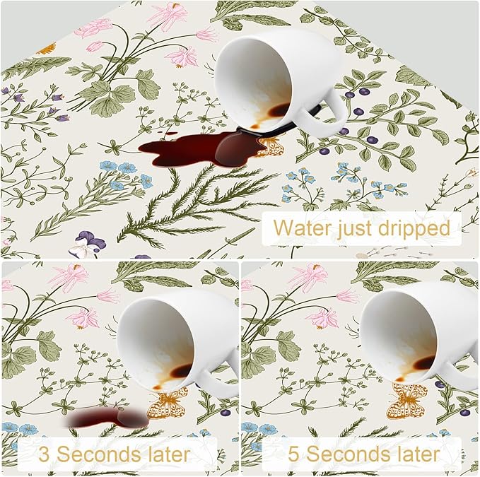 Herb Wild Flowers Butterfly Dish Drying Mats Super Absorbent Dish Drainer Rack Pad Non-Slip Drying Mat for Kitchen Counter, 24"x16"