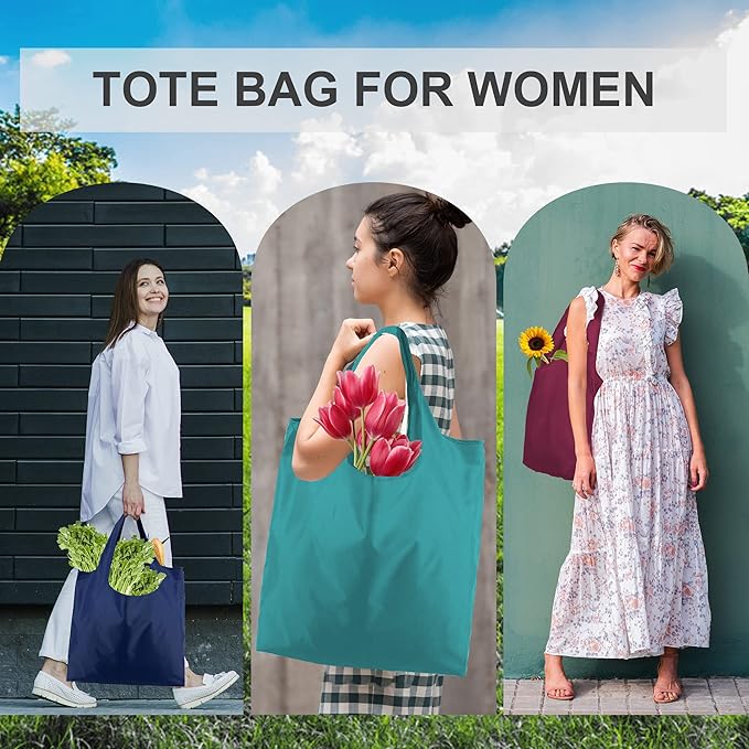 BeeGreen Foldable Travel Bag Reusable Gifts Bags - Reusable Grocery Bags Large Holiday Gifts Cloth Tote With Handles - Bulk Reusable Shopping Bags for Women (Beach Storage Washable Collapsible)-NeatNest