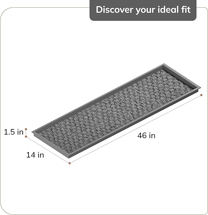 Anji Mountain AMB0BT4F-001 Black Rubber Boot/Shoe Tray with Coir, Fits 4 Pair (46.5" Wide), Tan Insert