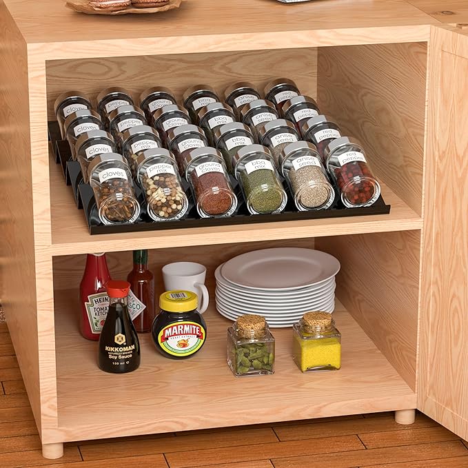 Adjustable Acrylic Spice Drawer Organizer Rack, Spice Drawer Organizer Shelf Expandable From 8 Inch to 16 Inch, Acrylic Drawer Organizer for Seasoning Jars-NeatNest