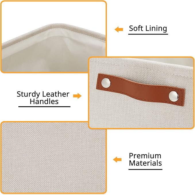 DULLEMELO Fabric Organizer for Storage, Office, Home, Nursery - Small Fabric Storage Basket with Handles (Beige)-NeatNest