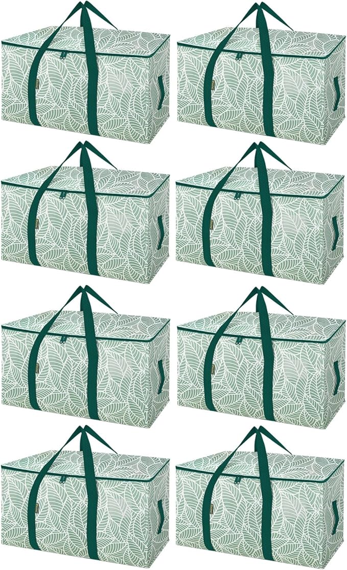BALEINE 8-Pack Oversized Moving Bags with Reinforced Handles, Heavy-Duty Storage Tote for Clothes, Moving Supplies (Antique Folidage, 8-Pack)-NeatNest