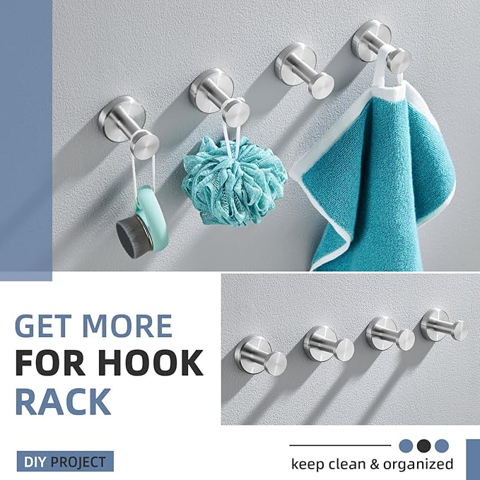 Angle Simple Bath Towel Hook Brushed Nickel, SUS304 Stainless Steel Bathroom Cabinet Closet Clothes Towel Holder, Bathrobe Hanger Wall Mounted