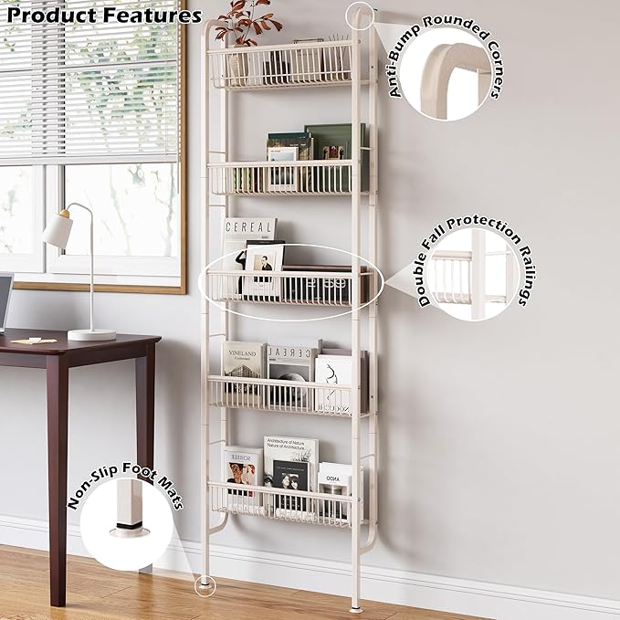 COVAODQ Pantry Spice Rack Narrow Bookshelves Behind The Door for Kids,Multi Pantry Organizer Spice Rack for Kitchen Bedroom-NeatNest