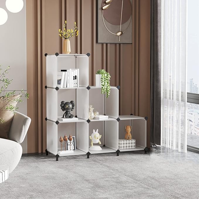 AWTATOS 6 Cube Closet Storage Shelves DIY Stackable Translucent Clothes Storage Organizer for Bedroom, Home
