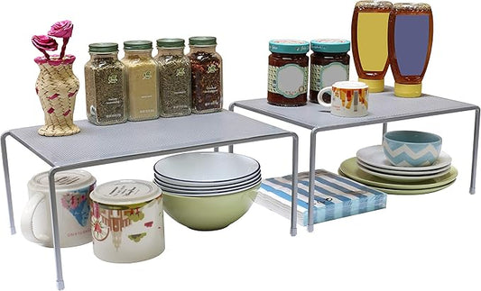 Deco Brothers Expandable Cabinet Shelf Organizer for Kitchen Cabinet and Counter, Grey-NeatNest