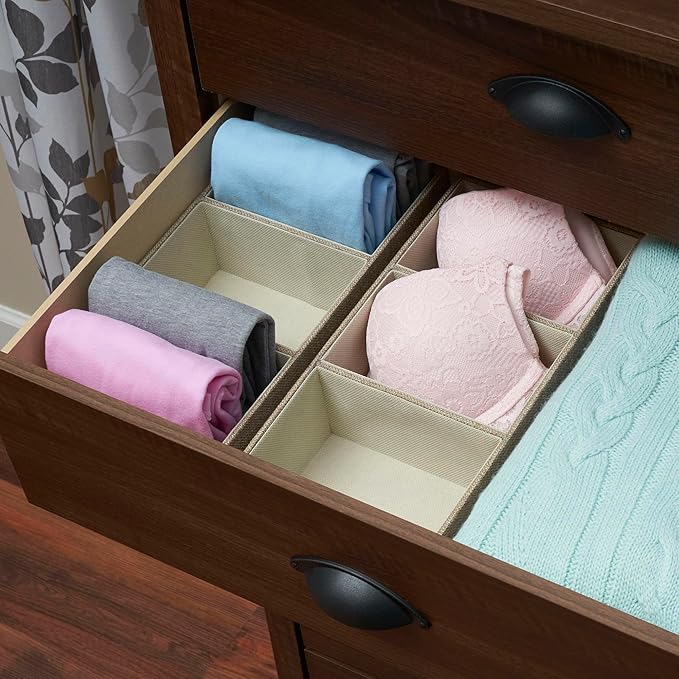 Household Essentials Brown 722-1 Deep 3 Section Drawer Organizer Box for Storage | 12 in x 6.13 in x 3.13-NeatNest