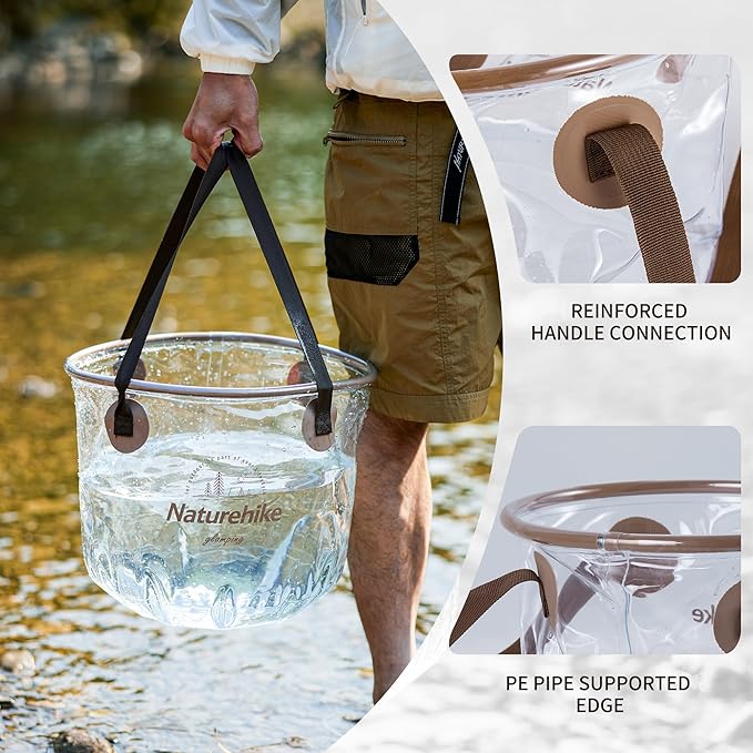 Naturehike Multifunctional Collapsible Water Basin, Folding Tub, Portable Bin, Lightweight Foldable Bucket with Handles for Camping, Dish Washing, Laundry, Fishing, Hiking