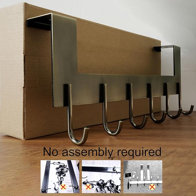 WEBI Over The Door Hooks for Hanging,Door Hanger:Over The Door Towel Rack,Over The Door Coat Rack Door Coat Hanger,6 Hooks for Hanging Clothes,Towels,Hats,Back of Bathroom,Bronze