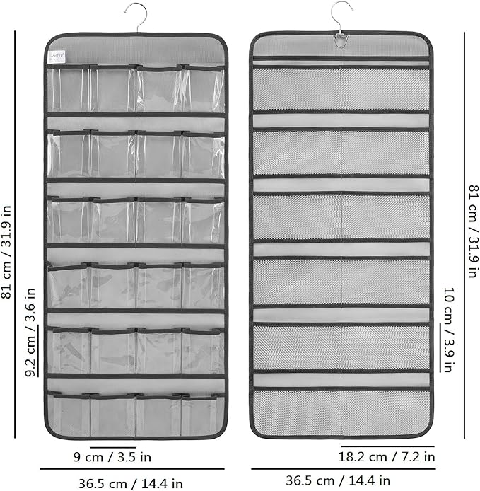 Dual-sided Hanging Baby Shoes Organizer Closet Toddler Shoe Storage Holder for Kids Bow Socks Underwear (GREY)-NeatNest
