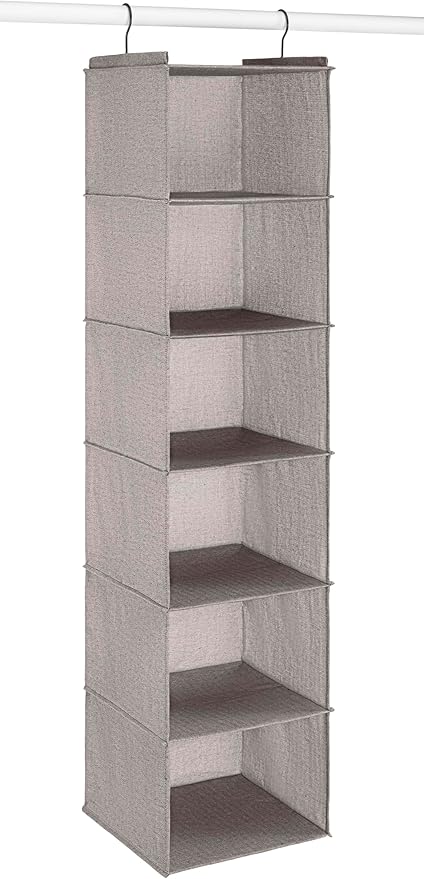 Whitmor Hanging Accessory Shelves - 6 Section Closet Organizer - Light Grey-NeatNest