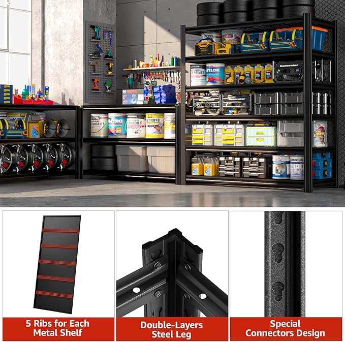 84" H x 55.12" W 6 Tier Metal Garage Storage Shelves, 3600 LBS Heavy Duty Adjustable Shelving Unit for Warehouse, Basement, Kitchen, Store Display, Flower Stand, Office, Classroom, 23.62" D-NeatNest