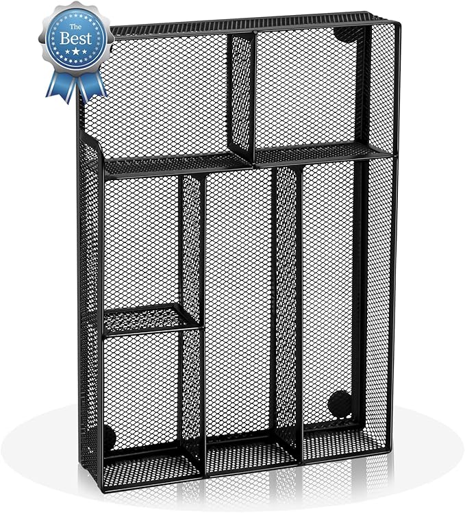 Desk Drawer Organizer, Office Drawer Divider Organizer Tray with 6 Compartments, Metal Mesh Desktop Organization and Accessories for Stationery Makeup Kitchen Toolroom School &Office, 12.6x8.27x1.6 in-NeatNest