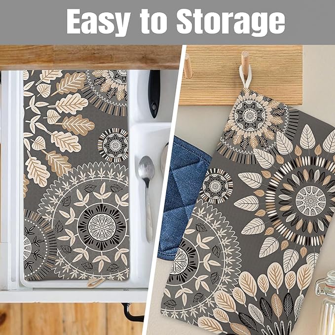 Dish Drying Mat for Kitchen Counter Large 18" x 24" Mandala Absorbent Microfiber Dishes Drainer Rack Mats Pad Reusable Washable