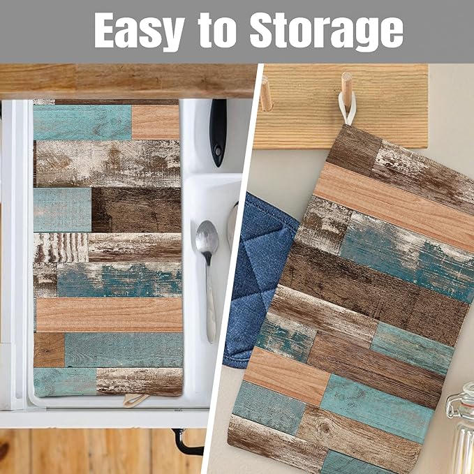 Dish Drying Mat for Kitchen Counter Large 18" x 24" Farmhouse Rustic Wood Absorbent Microfiber Dishes Drainer Rack Mats Pad Reusable Washable