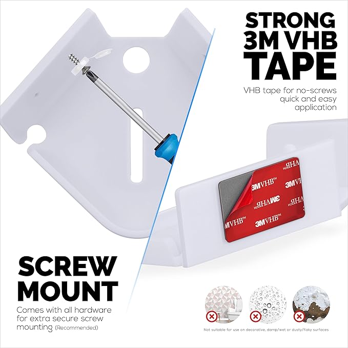 Drill Free Tilted Corner Wall Mount Small Shelf for Baby Monitors, Home Security Cameras & More, Strong VHB Adhesive with Screw in Option, Easy to Install, No Mess by Brainwavz-NeatNest
