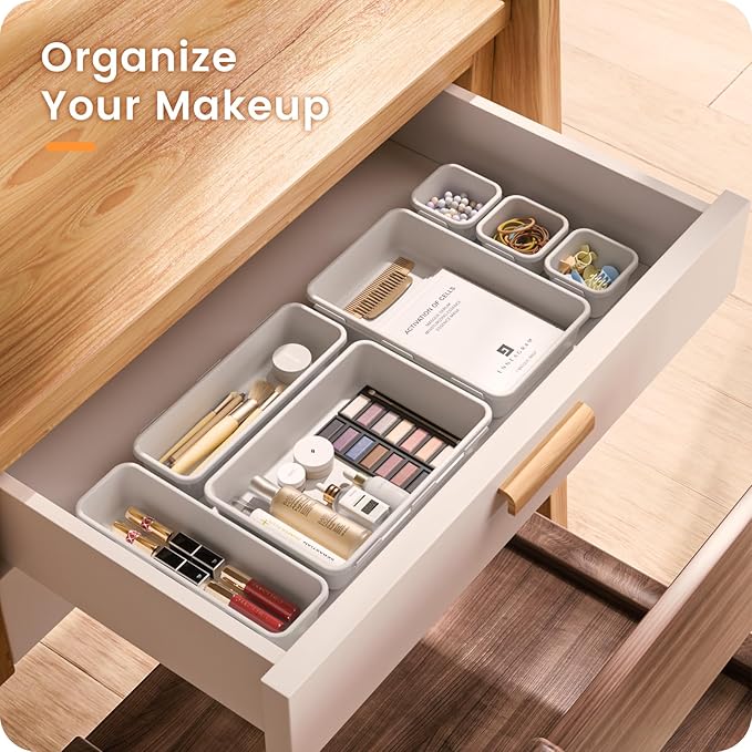 A-LuGei ใ๐ฎ๐ฎ๐ฃ๐๐ฆใ Plastic White Desk Drawer Organizer, Bathroom Organizers and Storage, Makeup Organizer, Organization and Storage Bin Container for Vanity Office Utensils Tool Pantry Cosmetic-NeatNest