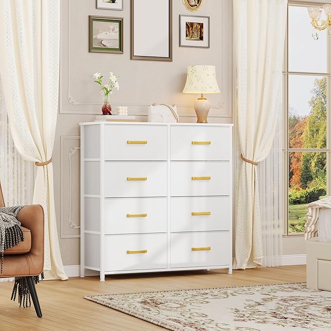 DWVO Fabric Dresser for Room, Tall Storage 8 Drawers, Black Dresser & Chest of Drawers, Storage Drawer Organizer for Closet, Living Room-NeatNest