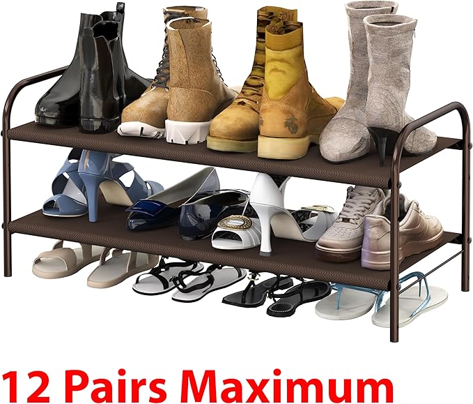 Simple Houseware 2-Tier Shoe Rack Storage Organizer, Bronze-NeatNest