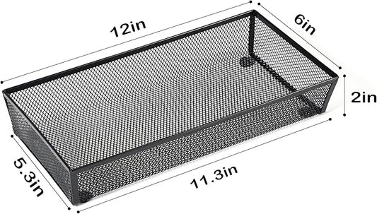 BYCY 3 Pack Mesh Flatware Drawer Organizer for Kitchen/Office/Home Tools,Spoon Knife Fork Organizers Box Utensil Tabletop Storage Tray (12 x 6 x 2 Inch)-NeatNest