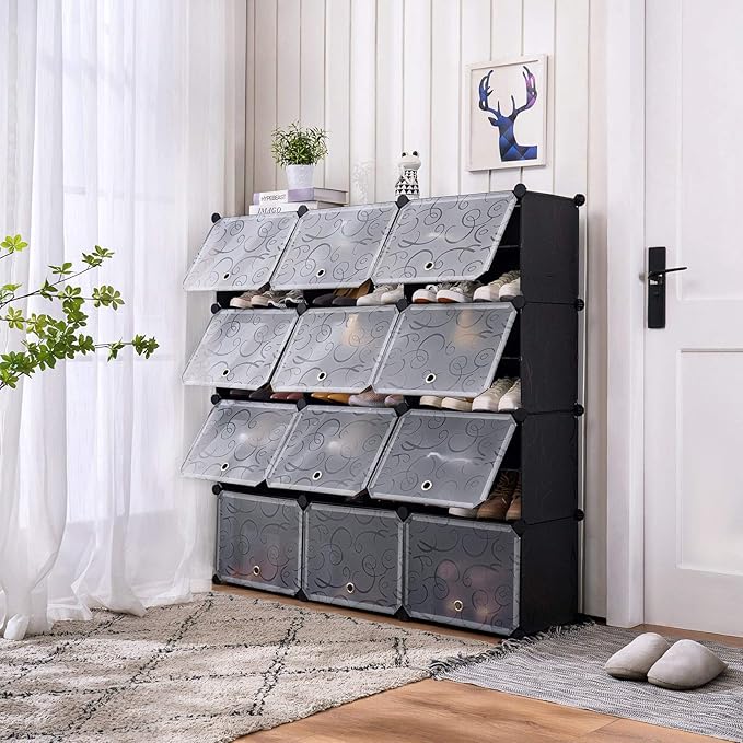 Portable Shoe Rack Organizer, 48-Pair Tower Shelf Storage Cabinets, Plastic Shoe Organizer for Entryway, Expandable for Heels,Boots,Slippers-NeatNest