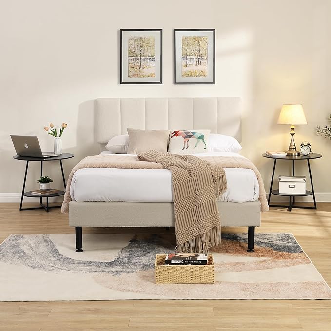 D&H FURNIMMT 20" Living Room Side Table for Small Spaces, 2 Tier Wood Top Round End Tables with Storage Shelf, Accent Sofa Table for Bedroom, Office, Sunroom, Balcony, Black-NeatNest