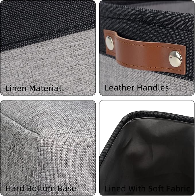 DULLEMELO Small Collapsible Fabric Basket for Organizing, Shelves, Closets, Laundry, Nursery, Decorative Gift Basket (Black&Gray)-NeatNest