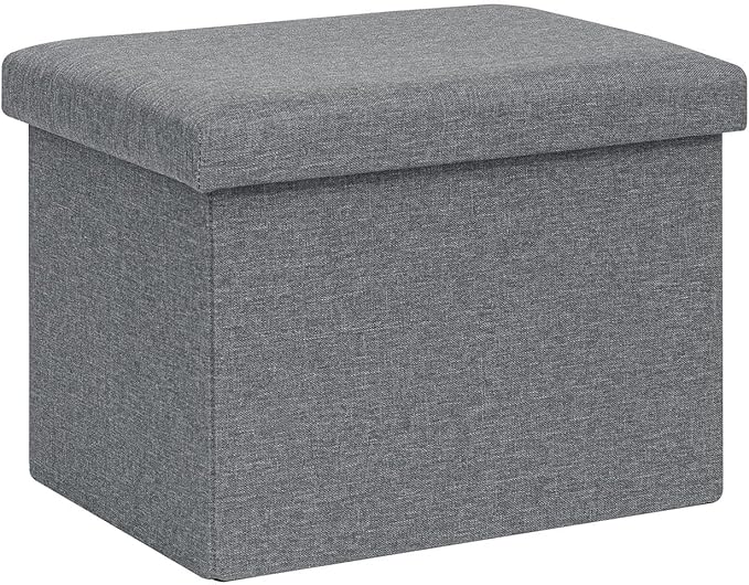 B FSOBEIIALEO Folding Storage Ottoman Cube Linen Ottomans for Living Room, Bedroom, Home Office, Dorm Storage Footrest Grey 16.5"x12.6"x12.6"