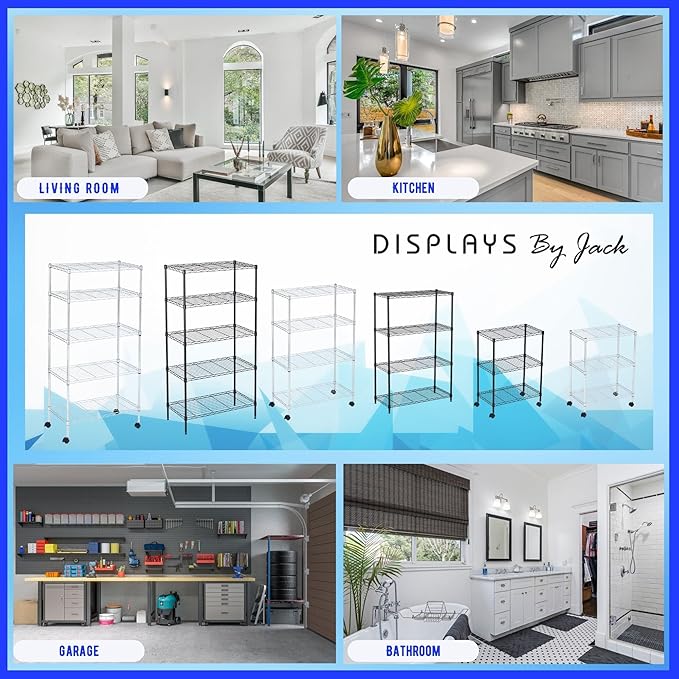 Heavy Duty 4 Tier Wire Shelving Unit Storage Rack, Metal Shelves Utility Organizers, Organization Units for Products, Plant, Pantry, Garage, Laundry Durable Shelf Stand, Chrome, 14"W x 30"L X 48"H