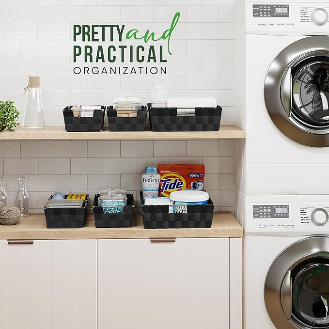 Baskets For Organizing Set Of 9 Black - Storage Baskets For Shelves - Perfect Closet Organizer Bins, Bathroom Basket, and Pantry Basket - Small Storage Bins For Shelves - Bin For Organization-NeatNest