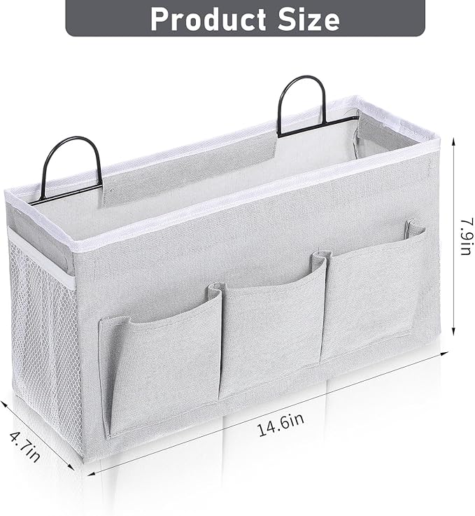 2pcs 3-Pockets Large Wall Hanging Organizer Bag, Linen Fabric Door Hanging Storage Baskets with Pockets, Waterproof Bin for Kitchen, Bedroom, Office, RV Camper